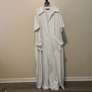 AKIRA “She's Rich” Oversized Cotton Jumpsuit in Heather Grey.